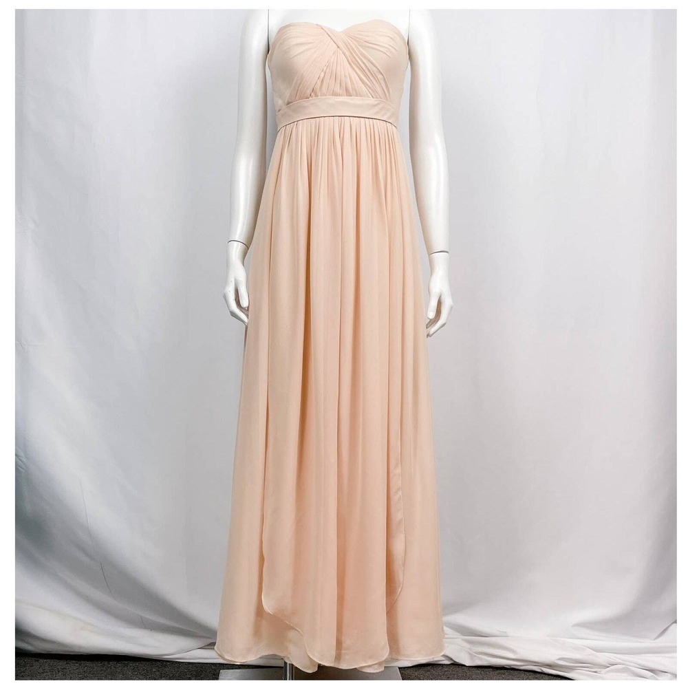 Jenny Yoo Collection Blush Pink Strapless Gown Size‎ 2 Layered Chiffon Dress